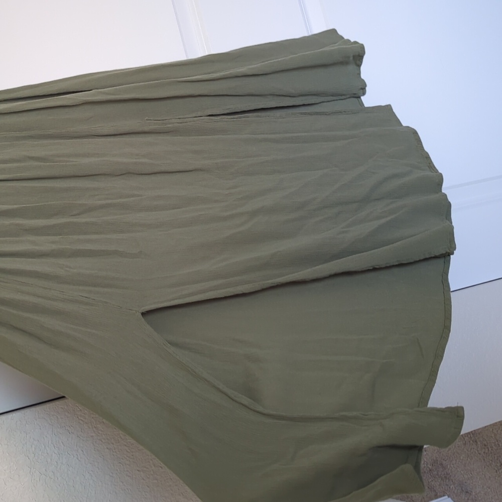 Lulus View From The Meadow Olive Green Off-the-shoulder Dress - Size L - Picture 6 of 10